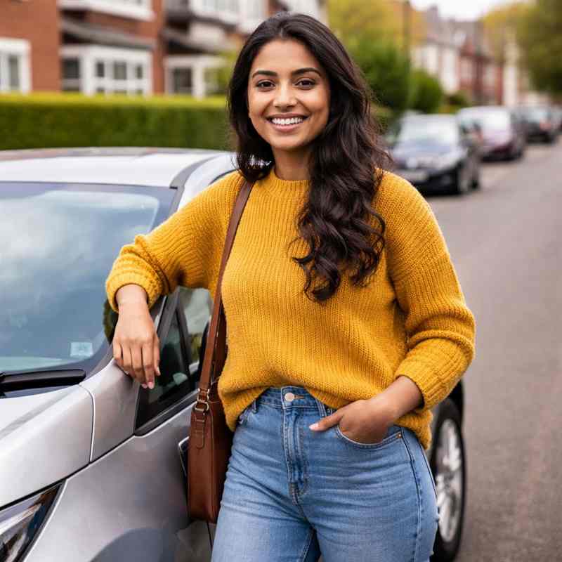 female motorist looking for cheap online car insurance