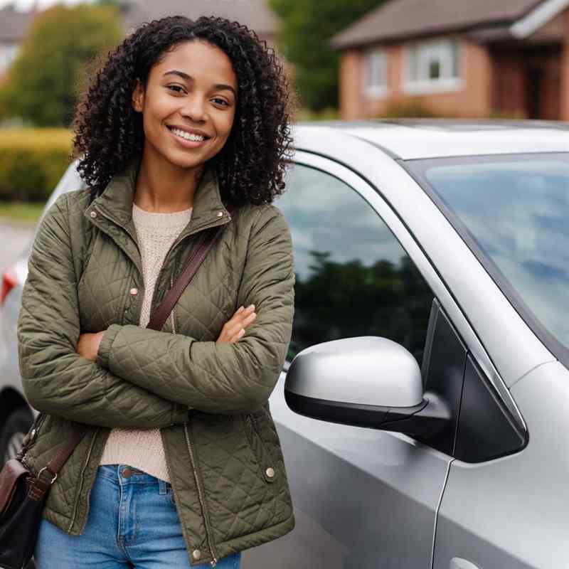 female driver reviewing electric car insurance options