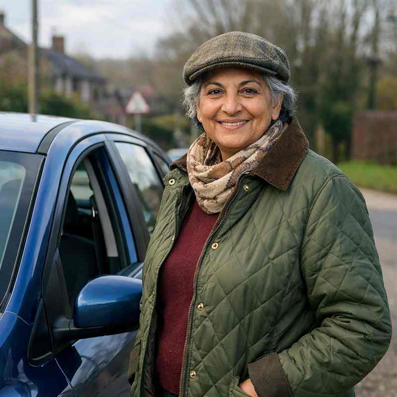 female motorist reviewing insurance discount and claims history