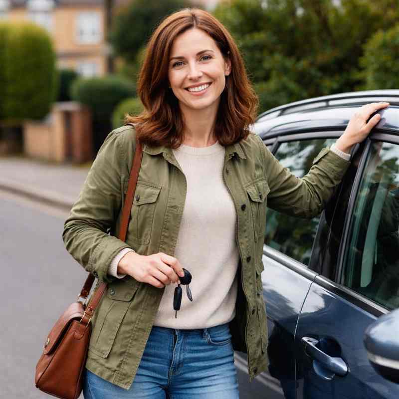 female motorist reviewing long-distance car insurance options