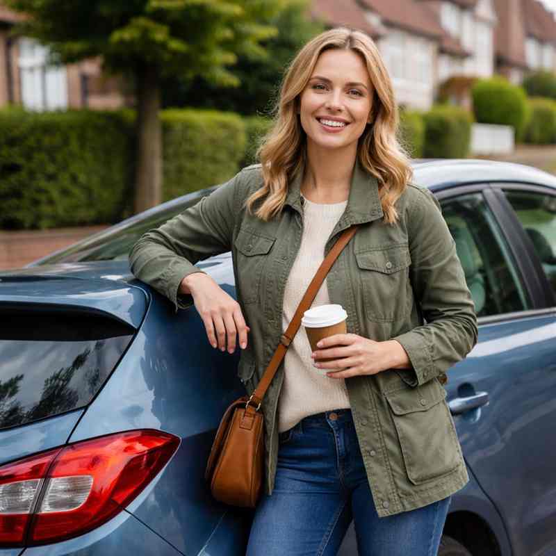 female motorist reviewing car insurance options
