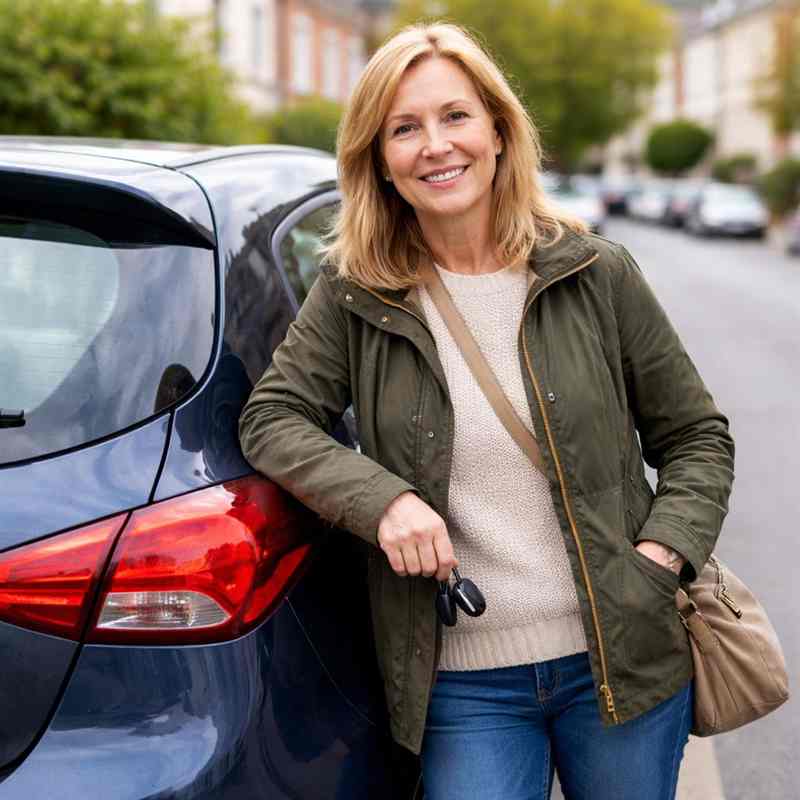 female London driver comparing insurance quotes online