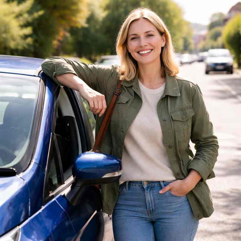 female motorist reviewing car insurance policy