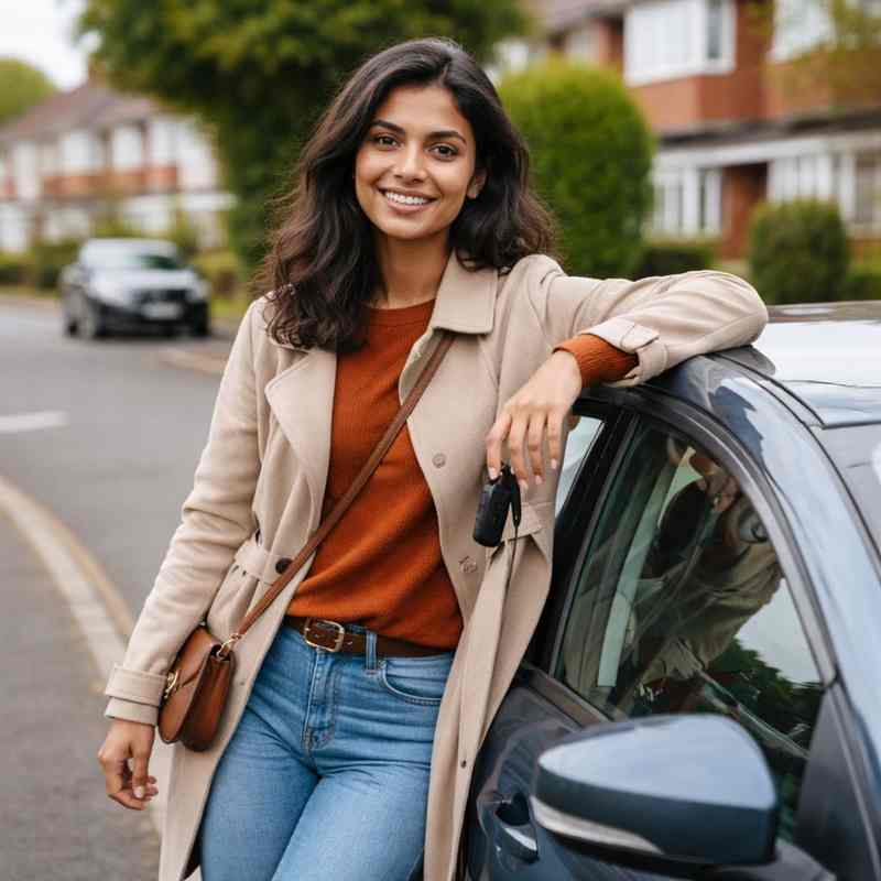 female motorist looking for cheap online car insurance