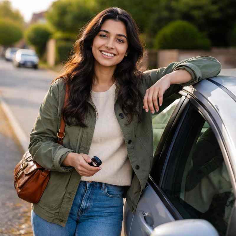 female motorist comparing post-ban car insurance options