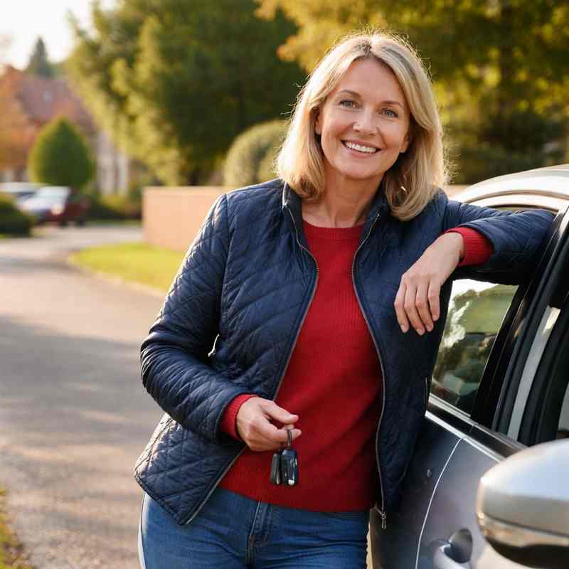 female young driver checking insurance prices online