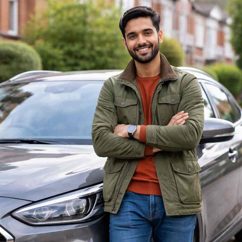 male motorist checking insurance options online