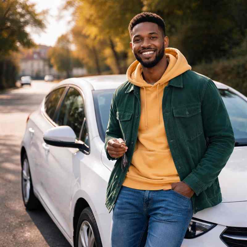 male young driver reviewing car insurance options