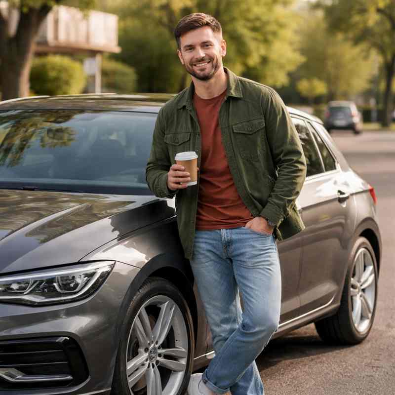 male motorist looking for cheap online car insurance