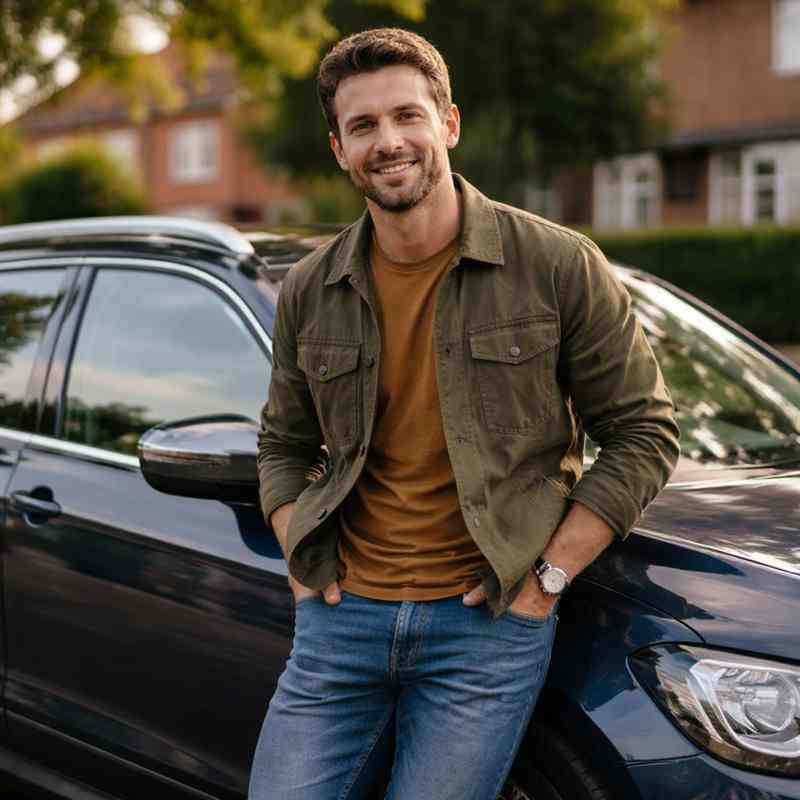 male driver reviewing third party car insurance details