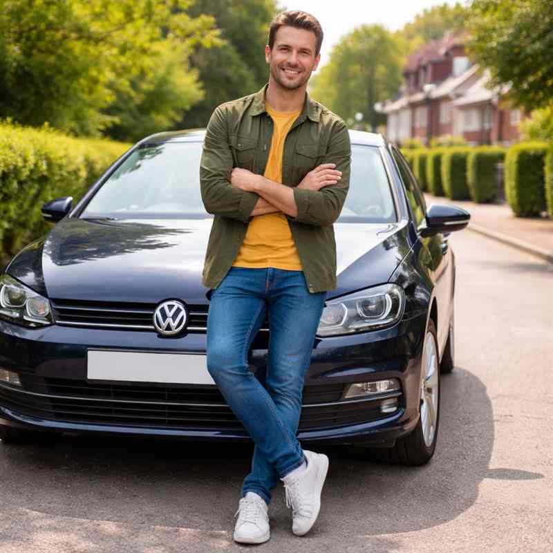 male motorist looking for cheap online car insurance