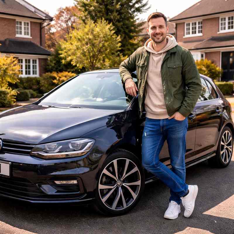 male motorist looking for cheap online car insurance