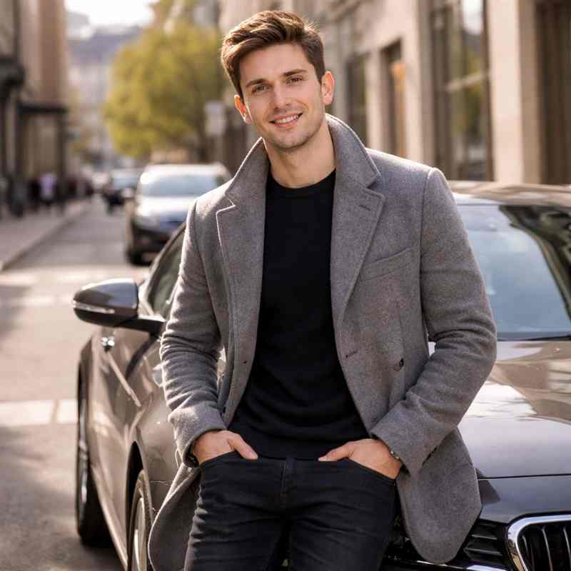 male motorist preparing car for winter driving