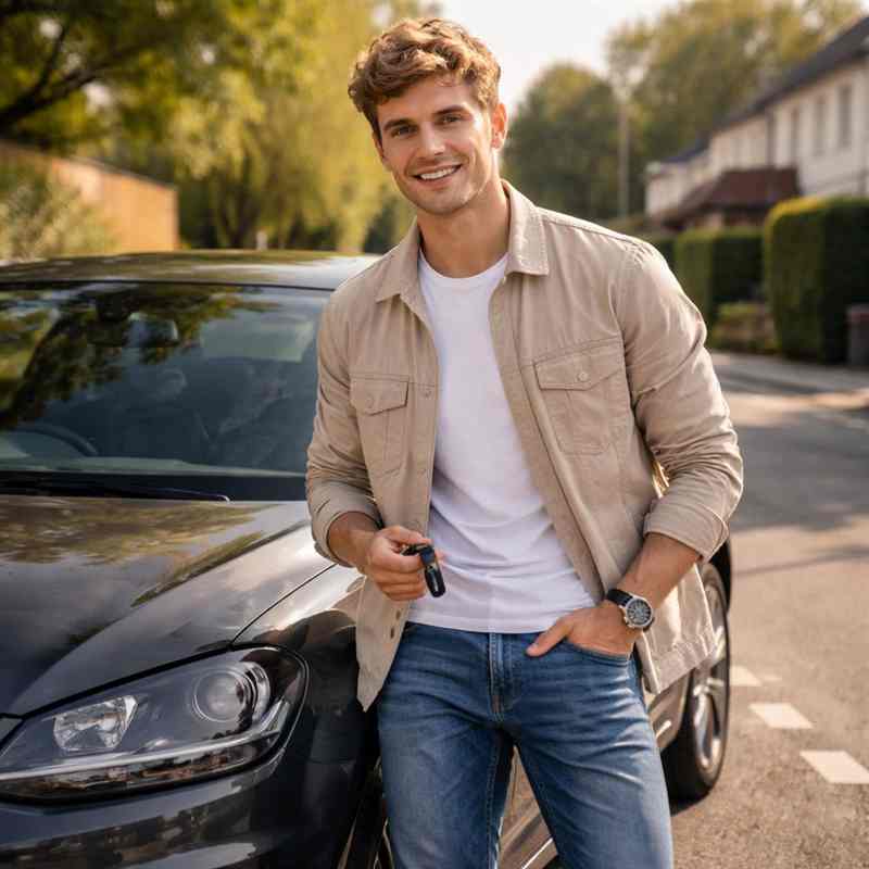 male driver comparing car insurance quotes online