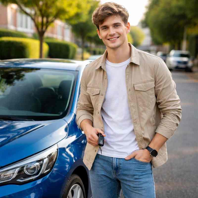 male driver checking high car insurance quotes in London
