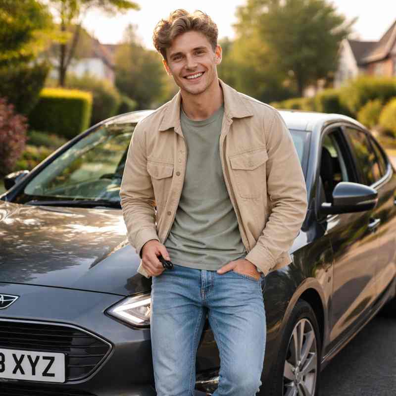 male motorist looking for cheap online car insurance