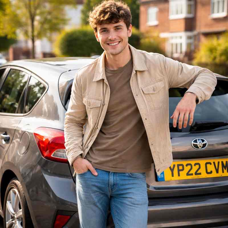 male motorist looking for cheap online car insurance