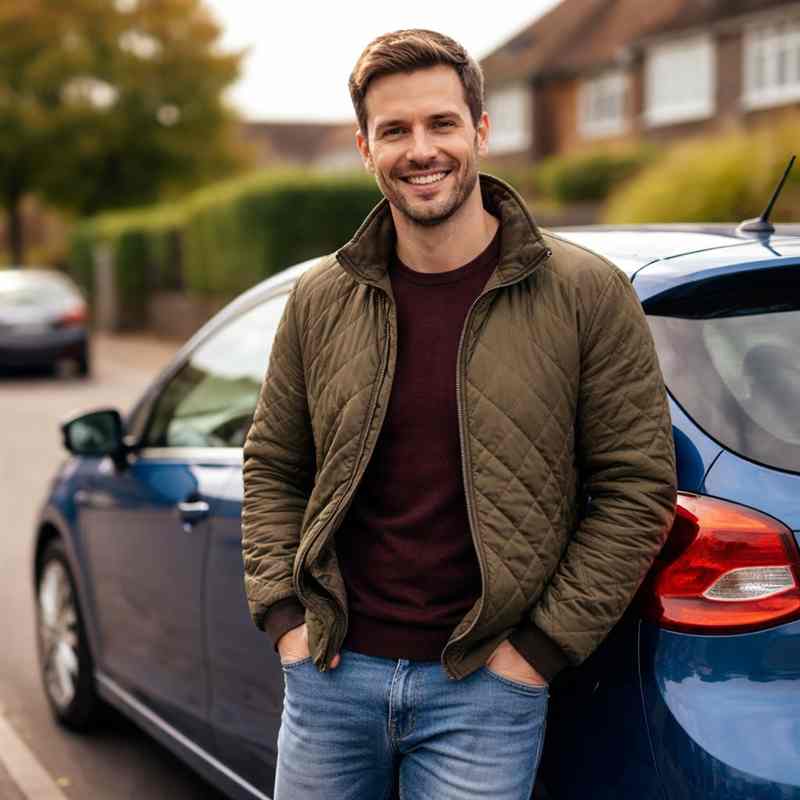 male motorist looking for cheap online car insurance