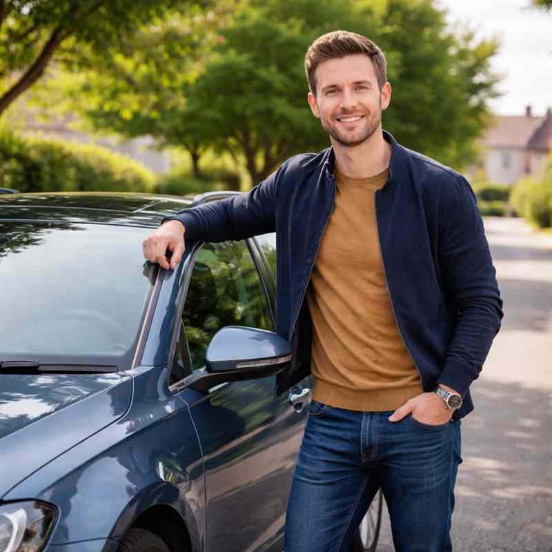 male motorist considering car insurance with no-claims bonus